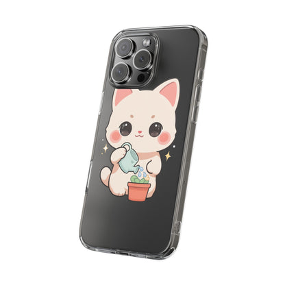 Kawaii Cat Phone Case, Cute Plant Lover Gift