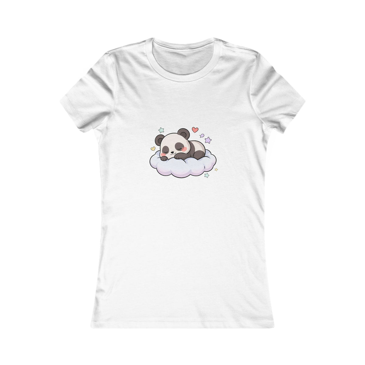 Kawaii Panda Women's Tee, Sleeping Panda on a Cloud