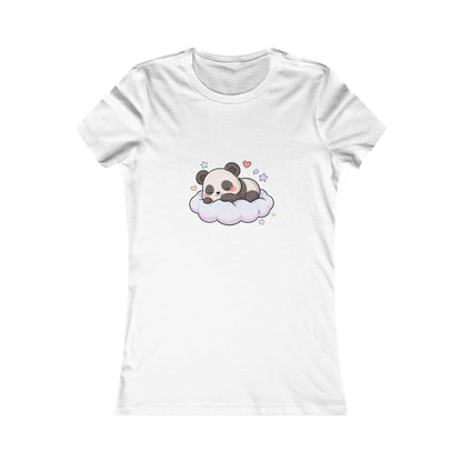 Kawaii Panda Women's Tee, Sleeping Panda on a Cloud