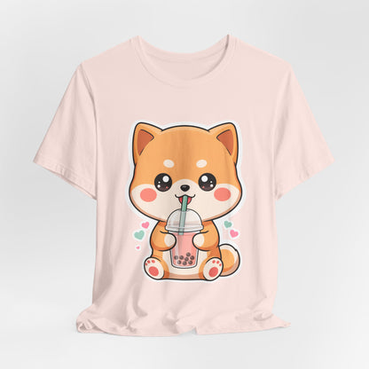 Kawaii Shiba Bubble Tea T-Shirt for Boba Lovers