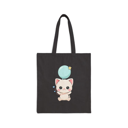 Kawaii Cat Tote Bag with Balloon | Cute Cat Gift