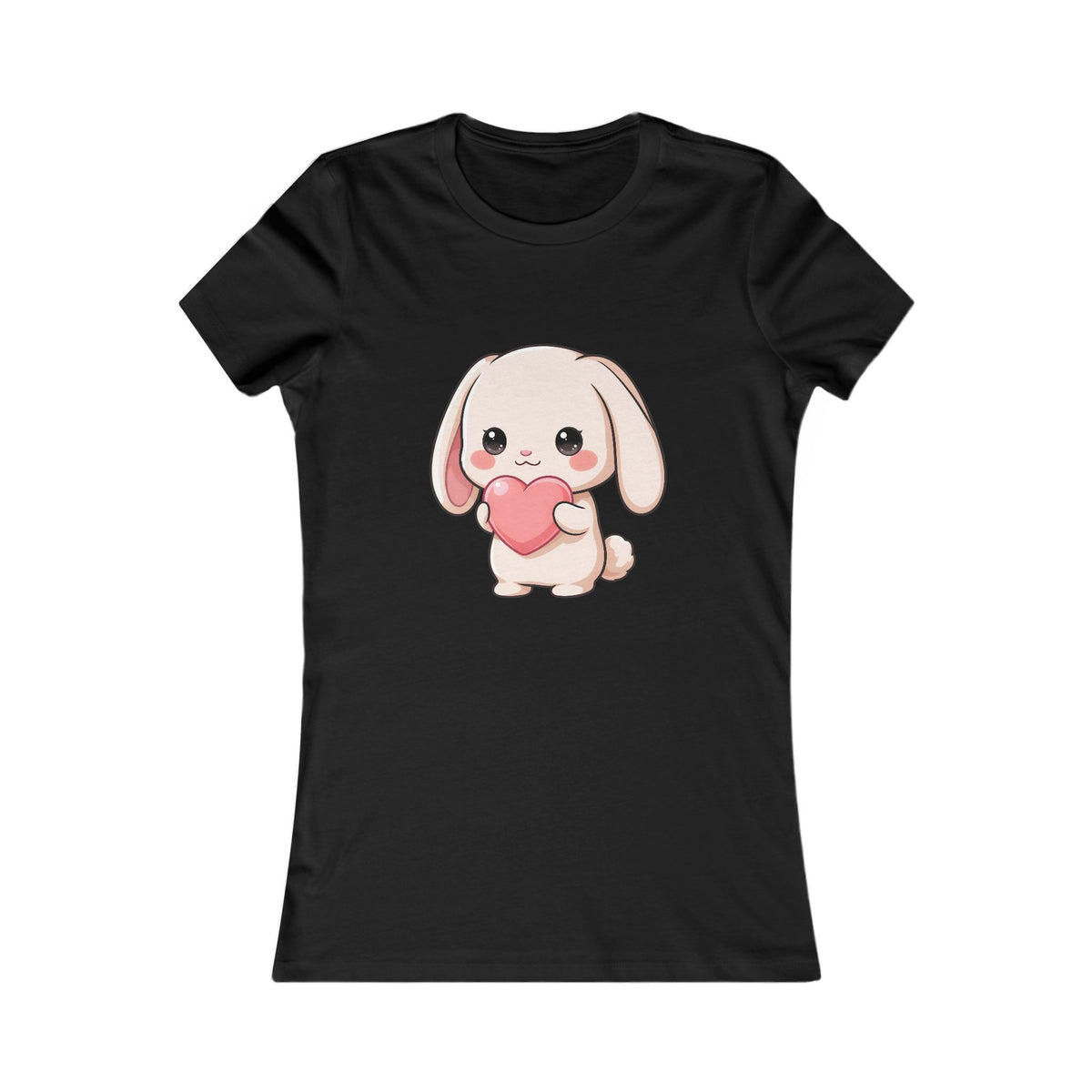 Kawaii Bunny Women's T-Shirt: Cute Heart-Loving Rabbit