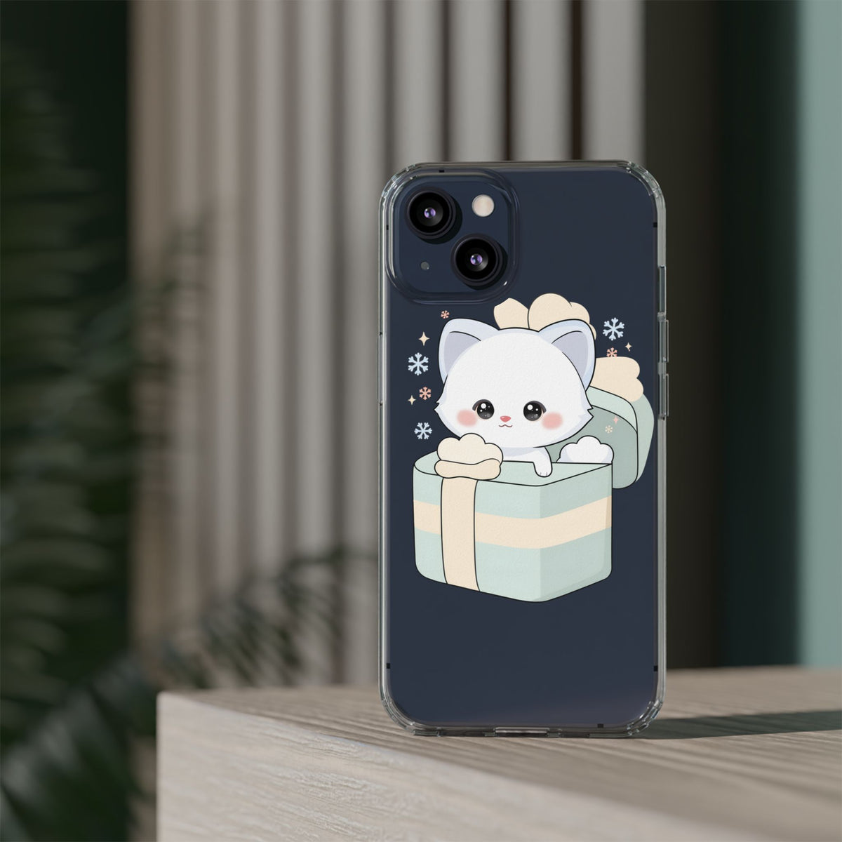 Kawaii Arctic Fox Clear Impact-Resistant Phone Case