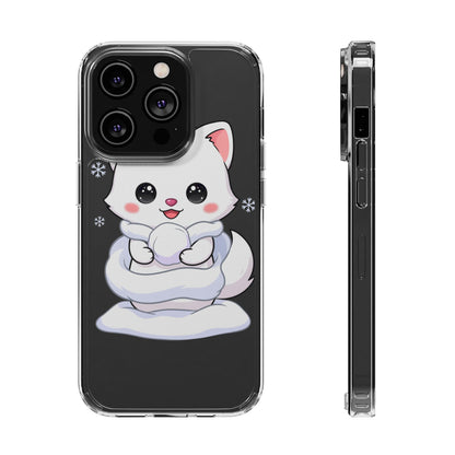 Kawaii Arctic Fox Phone Case, Cute Snow Day Gift