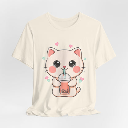 Kawaii Bubble Tea Cat T-Shirt for Cat and Boba Lovers