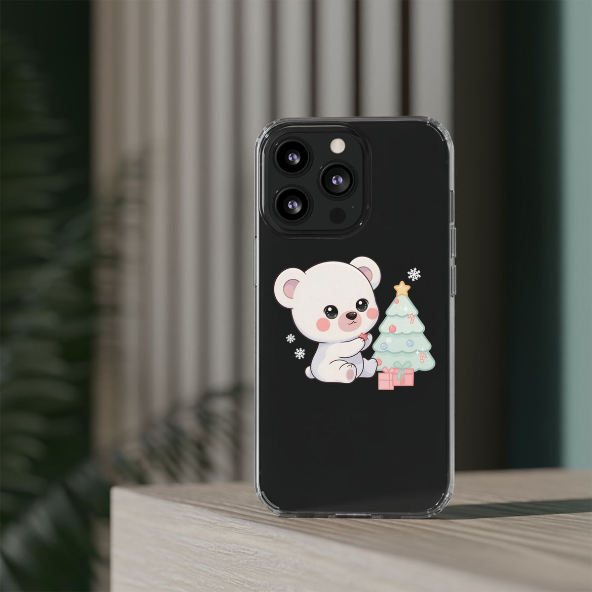 Christmas Polar Bear Phone Case, Kawaii Holiday Accessory