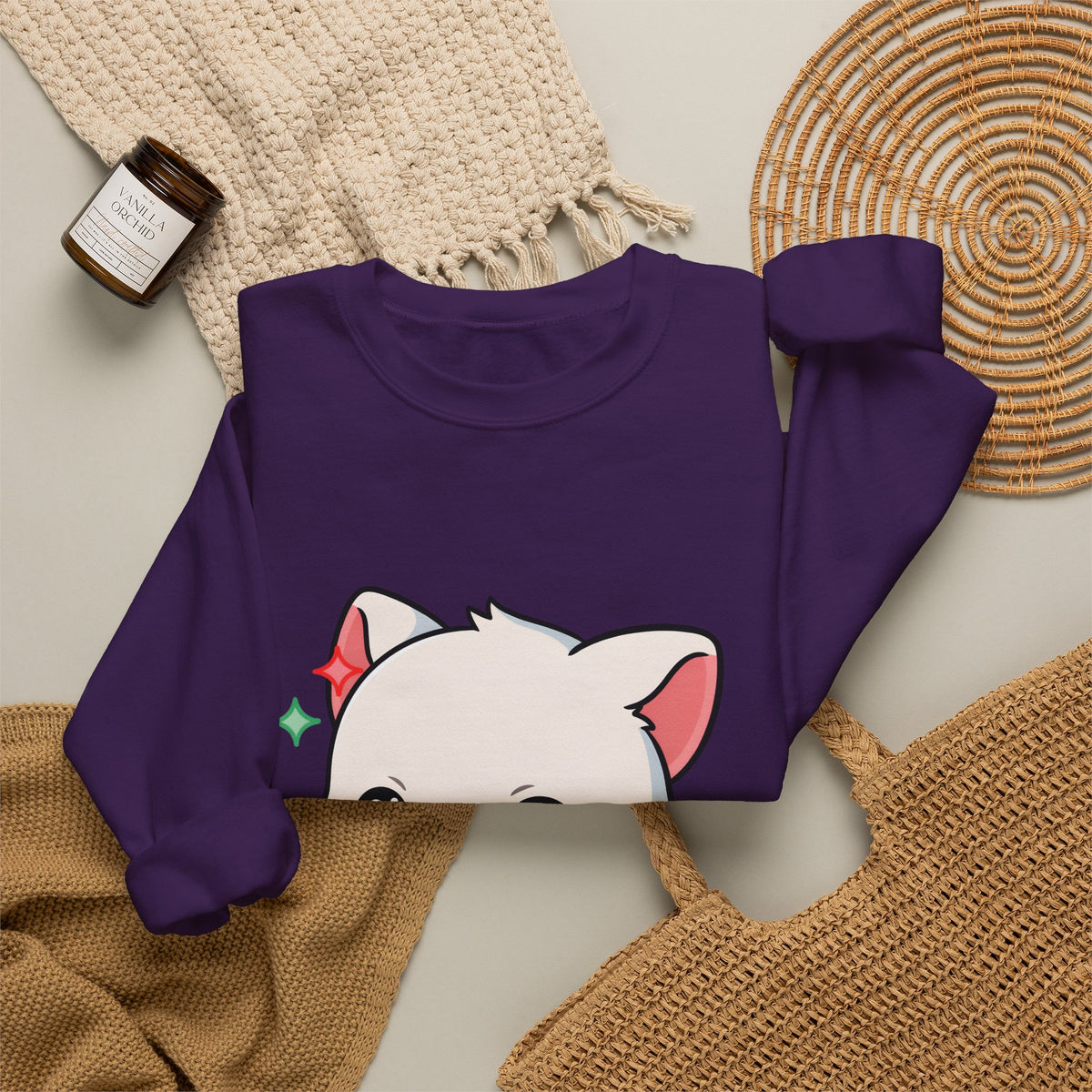 Kawaii Christmas Fox Sweatshirt, Cute Holiday Crewneck