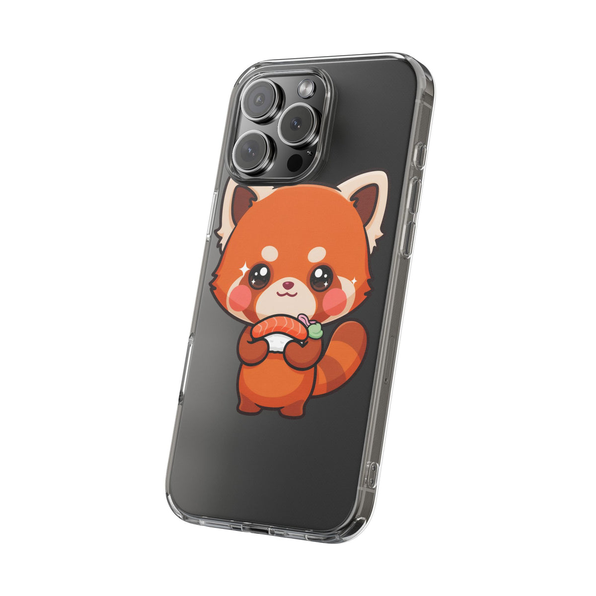 Red Panda Sushi Phone Case, Cute Kawaii Clear Case