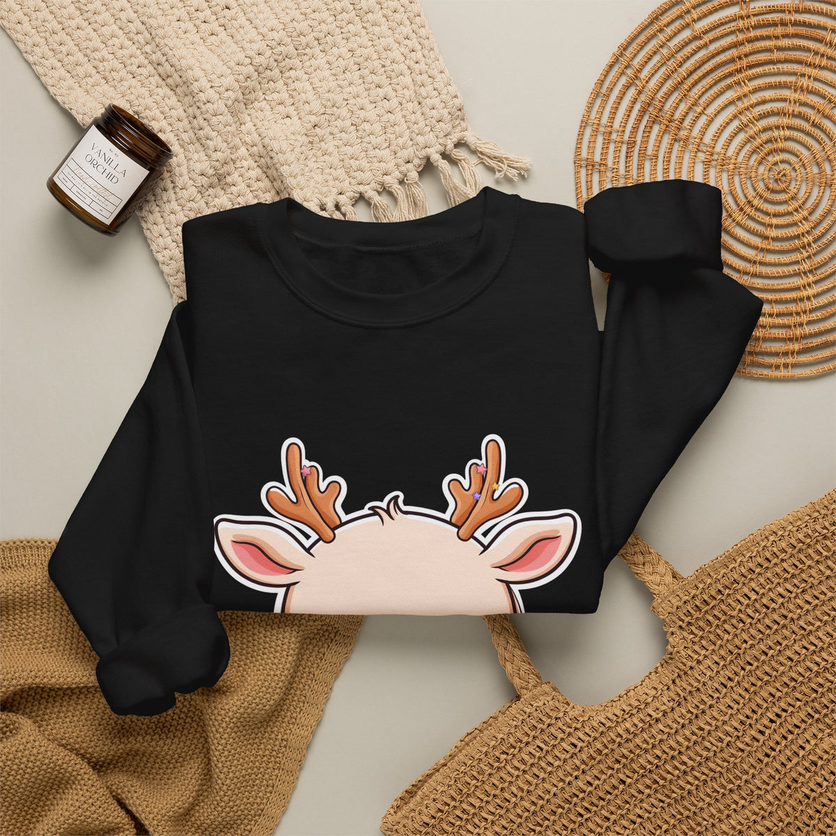Kawaii Reindeer Christmas Sweatshirt for Cozy Holiday Evenings