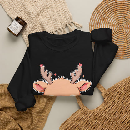 Kawaii Reindeer Christmas Sweatshirt, Cute Gift Crewneck