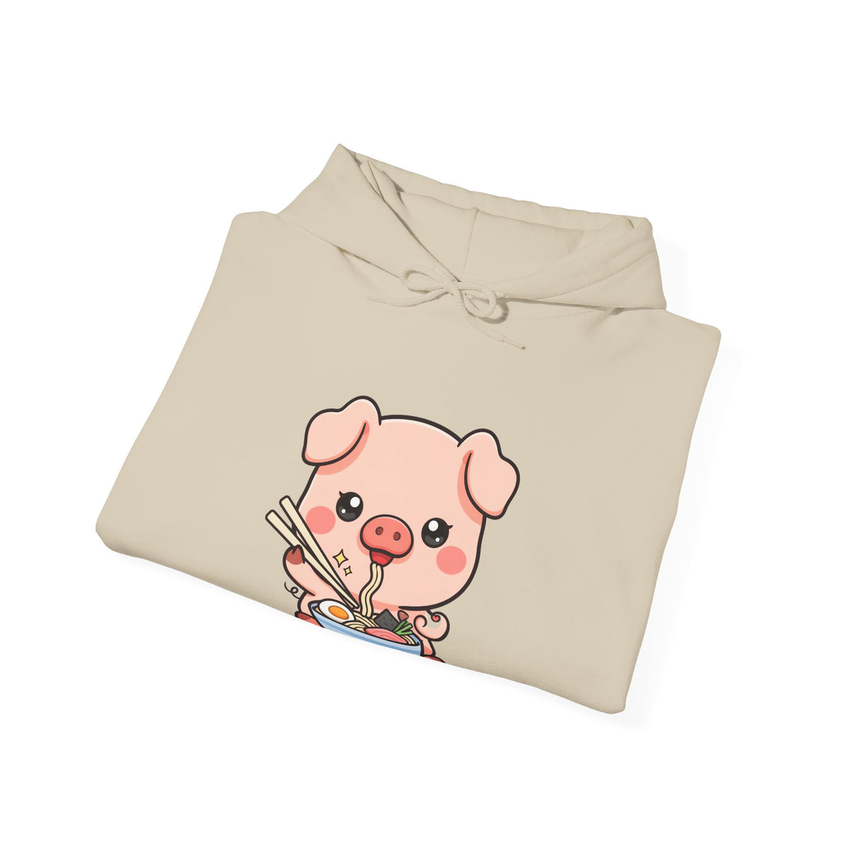 Kawaii Piglet Ramen Hoodie, Cute Noodle Lover Sweatshirt
