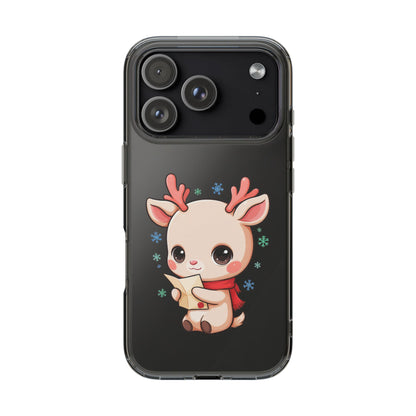 Christmas Reindeer Clear Impact-Resistant Phone Case
