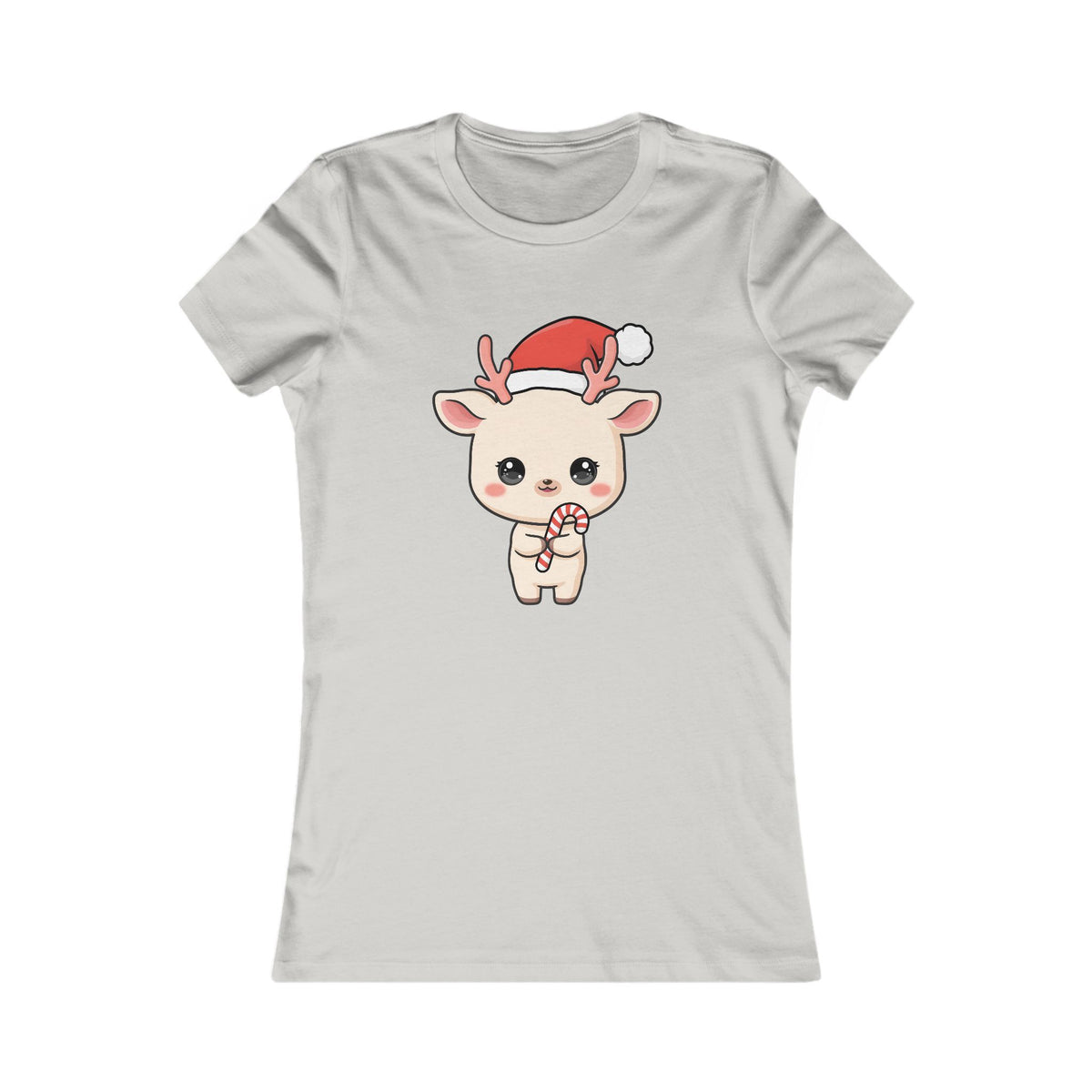 Kawaii Reindeer Christmas Women's Tee – Cute Holiday Shirt