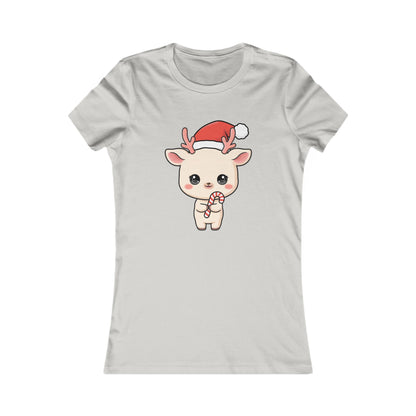 Kawaii Reindeer Christmas Women's Tee – Cute Holiday Shirt
