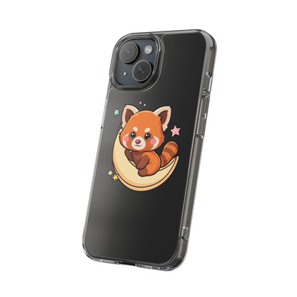 Red Panda Phone Case, Kawaii Moon Companion