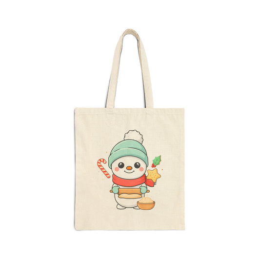 Christmas Snowman Tote Bag for Holiday Cookie Baking