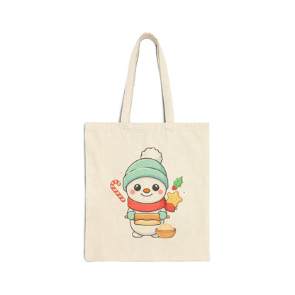 Christmas Snowman Tote Bag for Holiday Cookie Baking