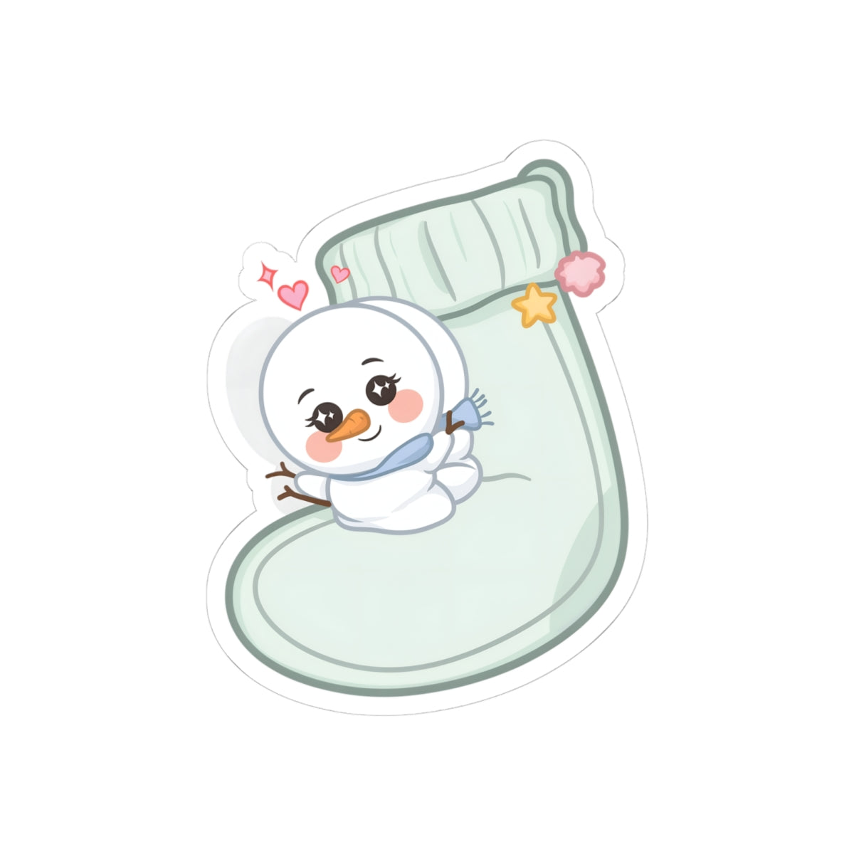 Kawaii Snowman Christmas Sticker for Cozy Holiday Cheer
