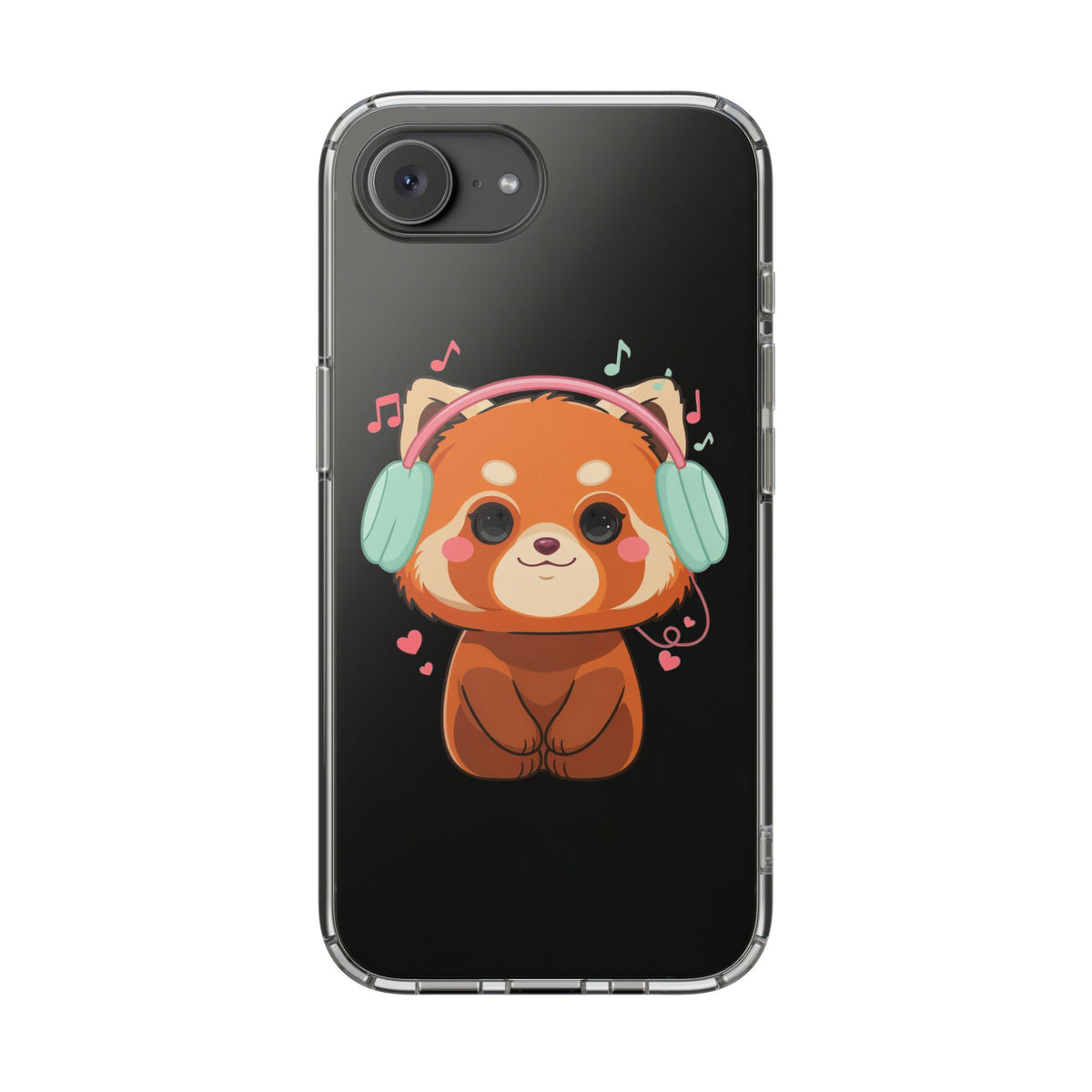 Red Panda Phone Case, Kawaii Music Lover Clear Case