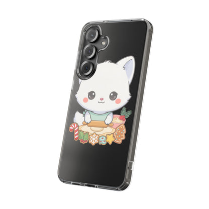 Christmas Fox Clear Phone Case, Kawaii Cookie Baker