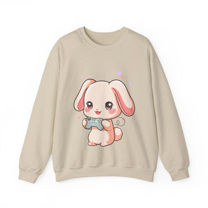 Kawaii Gamer Bunny Sweatshirt for Cozy Gaming Days