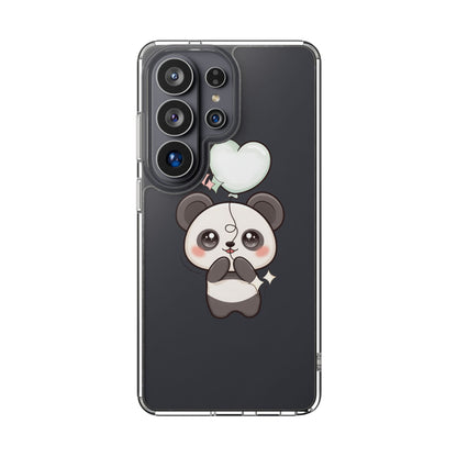 Kawaii Panda Clear Phone Case with Balloon