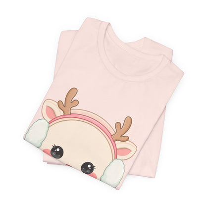 Kawaii Reindeer T-Shirt, Cute Winter Animal Tee