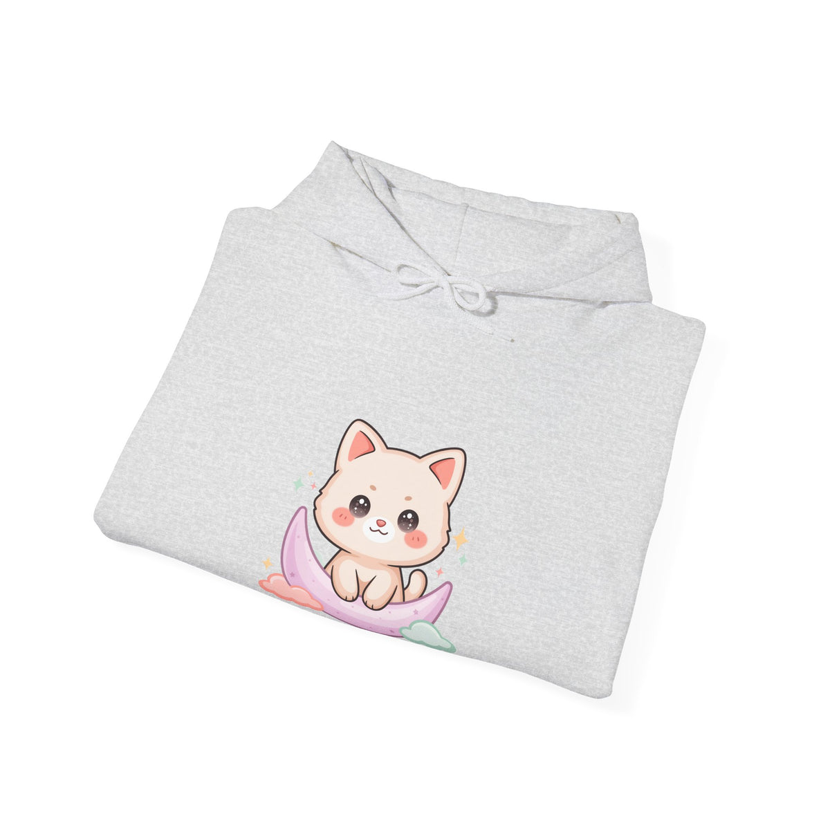 Kawaii Cat Moon Hoodie, Cute Celestial Cat Sweatshirt