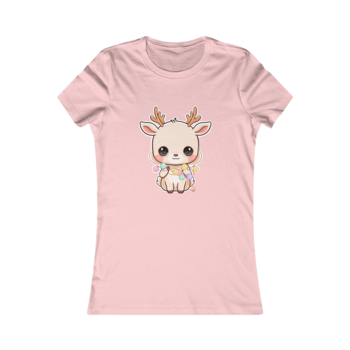 Kawaii Reindeer Christmas T-Shirt for Women