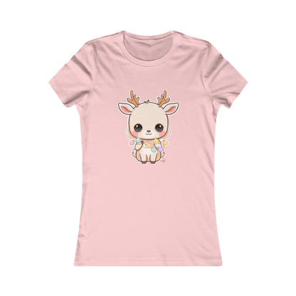 Kawaii Reindeer Christmas T-Shirt for Women