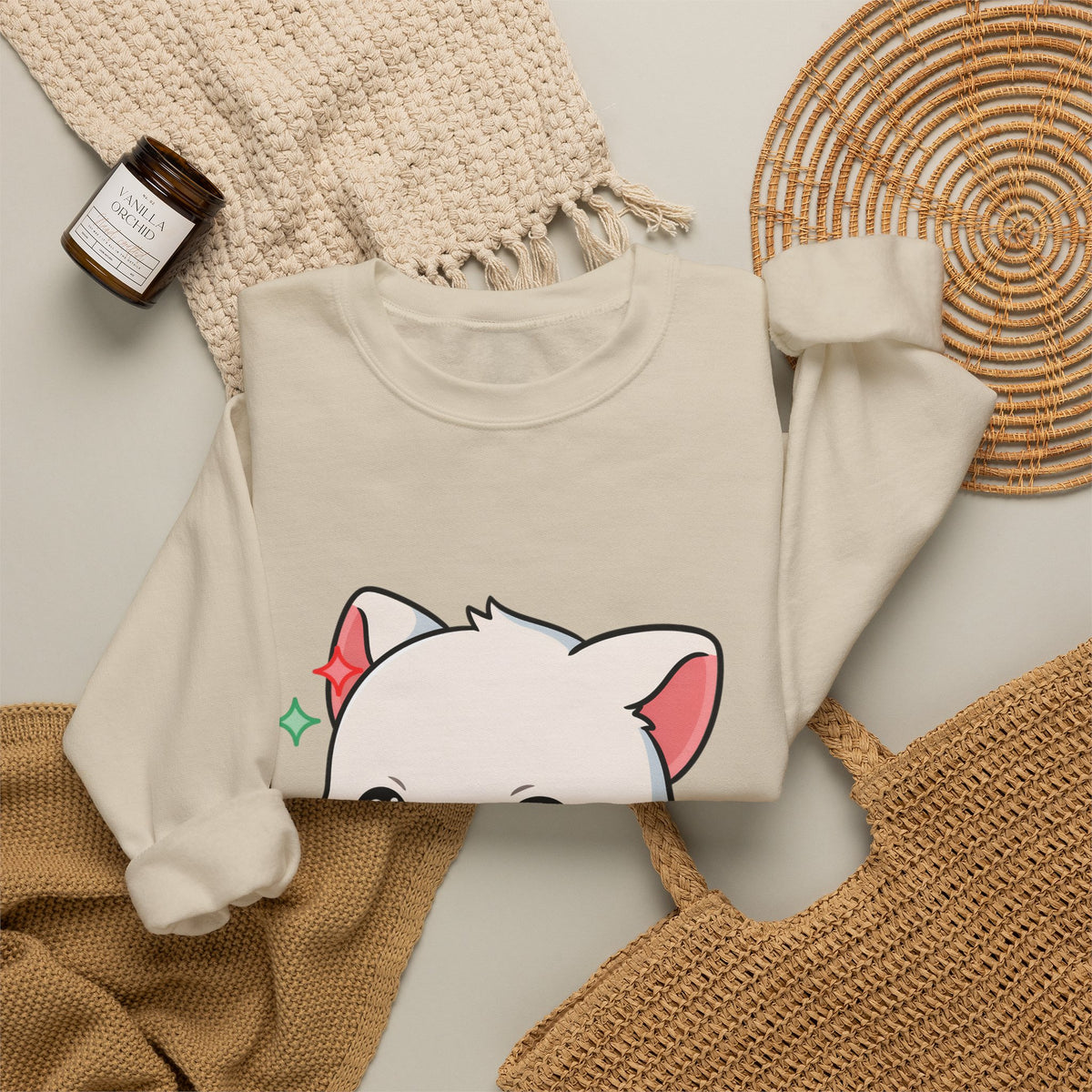 Kawaii Christmas Fox Sweatshirt, Cute Holiday Crewneck