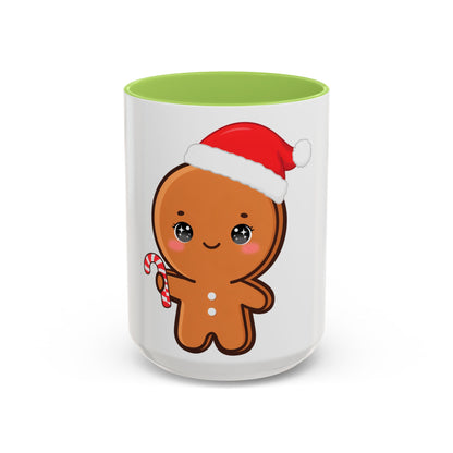 Gingerbread Man Christmas Mug, 11oz or 15oz Accent Coffee Mug
