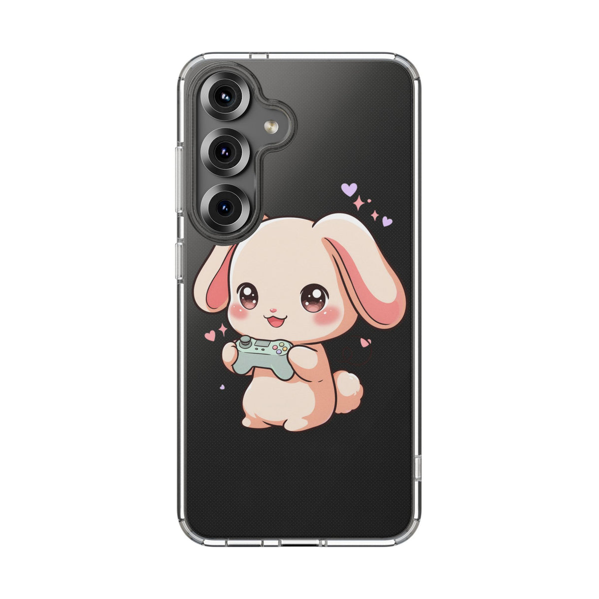 Kawaii Bunny Gamer Clear Impact-Resistant Phone Case