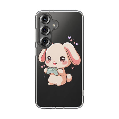 Kawaii Bunny Gamer Clear Impact-Resistant Phone Case