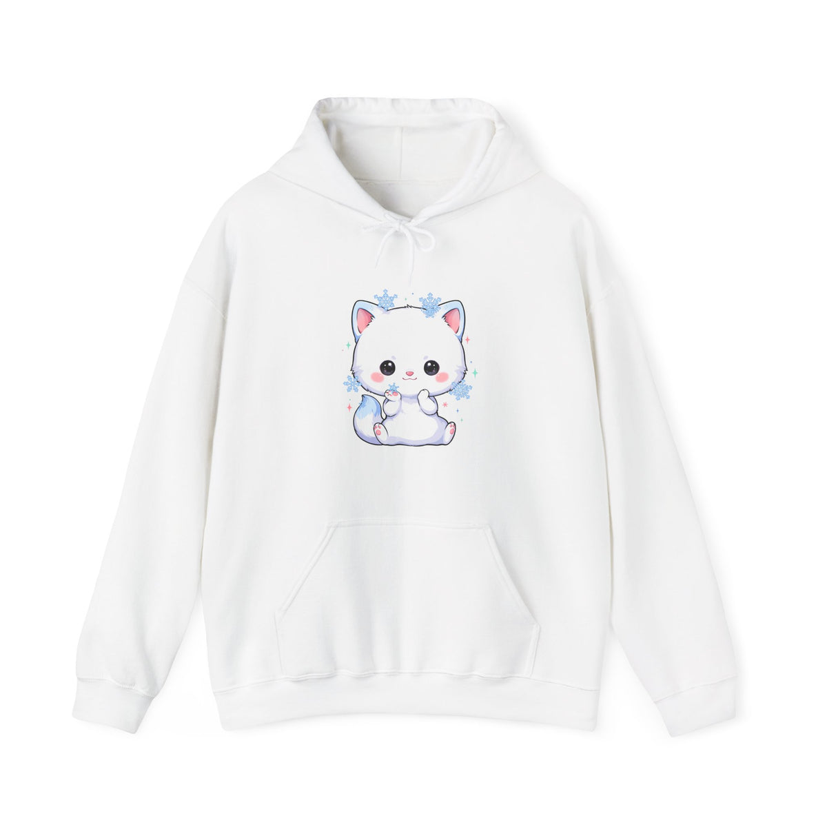Kawaii Arctic Fox Hoodie, Cute Snowflake Fox Sweatshirt