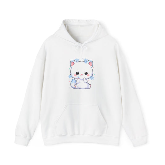 Kawaii Arctic Fox Hoodie, Cute Snowflake Fox Sweatshirt