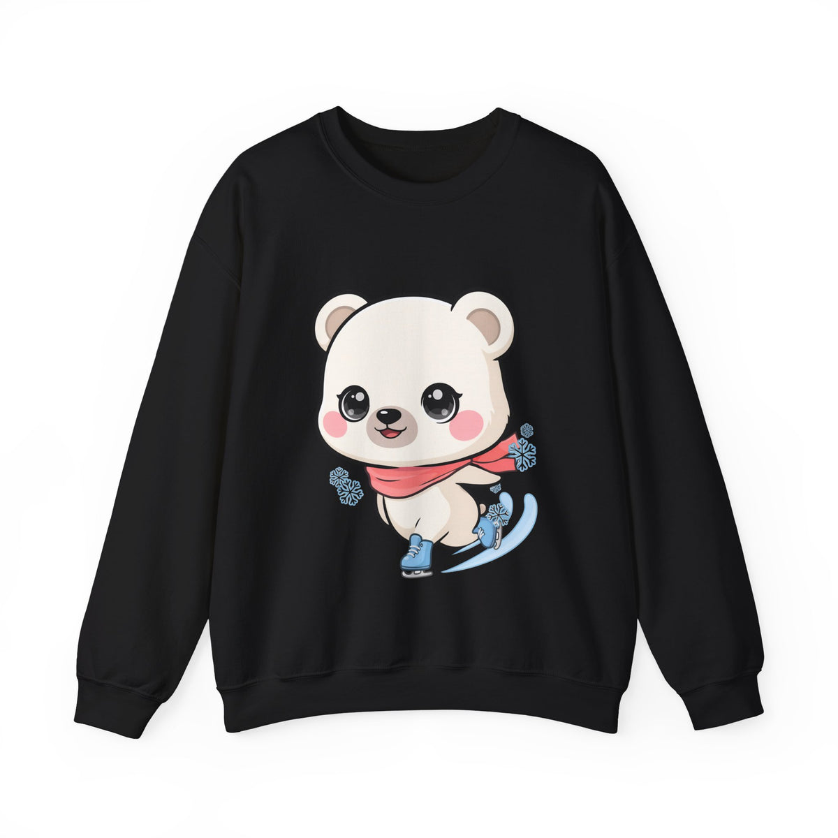Cute Polar Bear Sweatshirt, Kawaii Ice Skating Cub