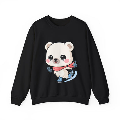 Cute Polar Bear Sweatshirt, Kawaii Ice Skating Cub