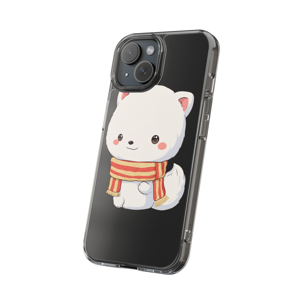 Kawaii Arctic Fox Phone Case, Cozy Christmas Scarf