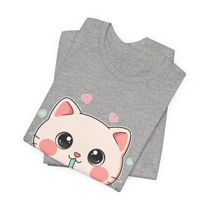 Kawaii Bubble Tea Cat T-Shirt for Cat and Boba Lovers