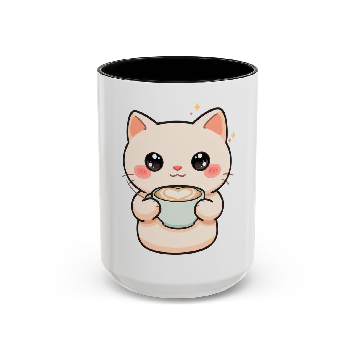 Kawaii Cat Coffee Mug, Cute Latte Accent Mug