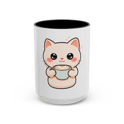 Kawaii Cat Coffee Mug, Cute Latte Accent Mug
