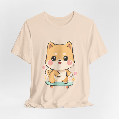 Kawaii Shiba Inu Skateboarder Tee for Dog Lovers