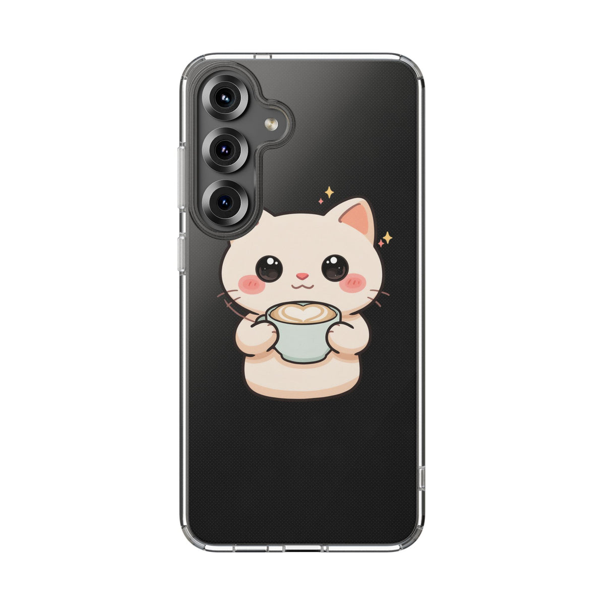 Kawaii Cat Latte Phone Case, Clear Impact-Resistant