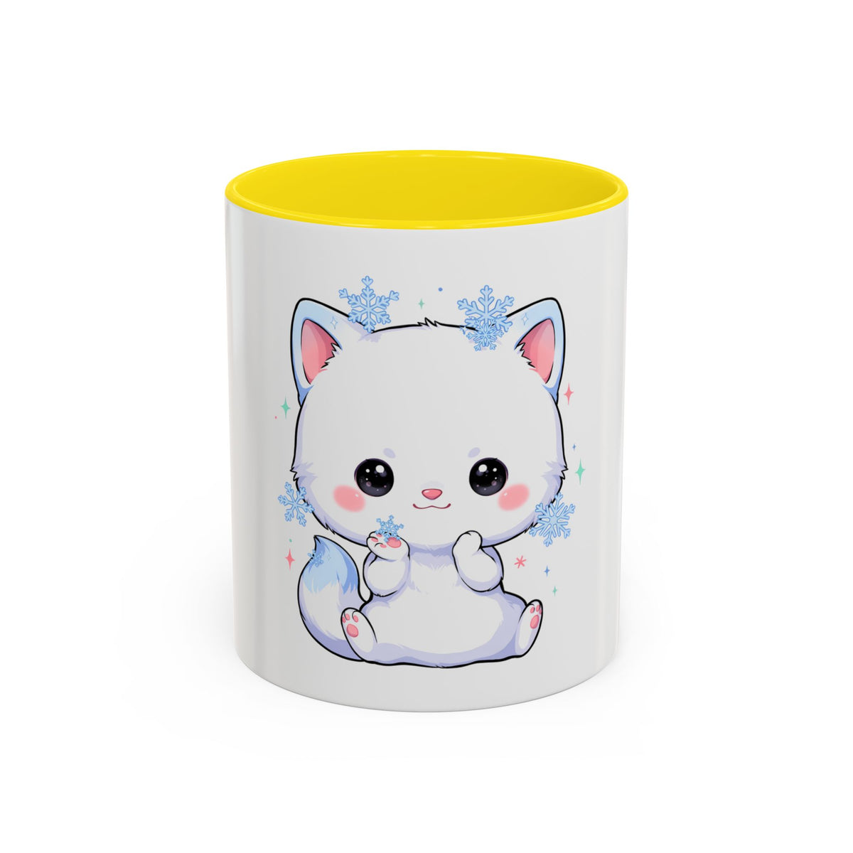 Kawaii Arctic Fox Accent Coffee Mug for Cozy Mornings