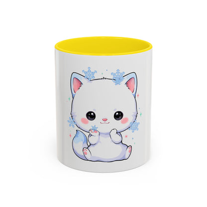 Kawaii Arctic Fox Accent Coffee Mug for Cozy Mornings