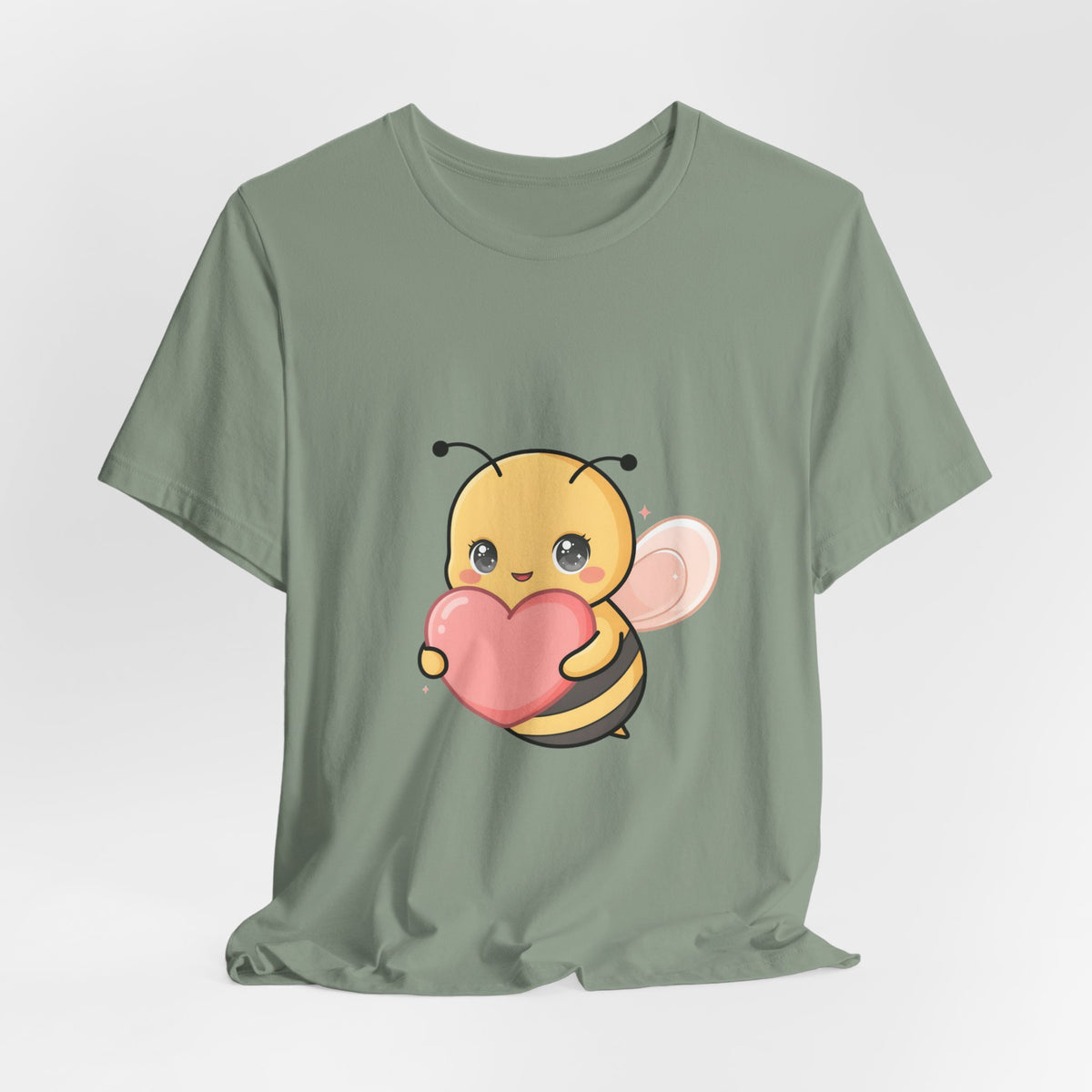 Kawaii Bee T-Shirt: Sweet Heart-Loving Unisex Tee