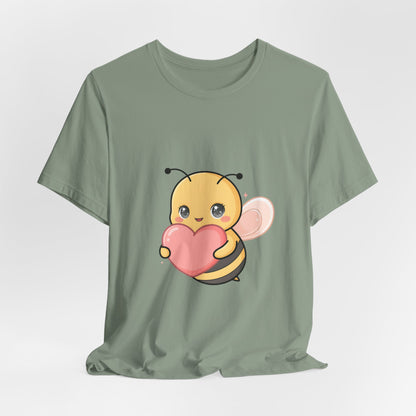 Kawaii Bee T-Shirt: Sweet Heart-Loving Unisex Tee