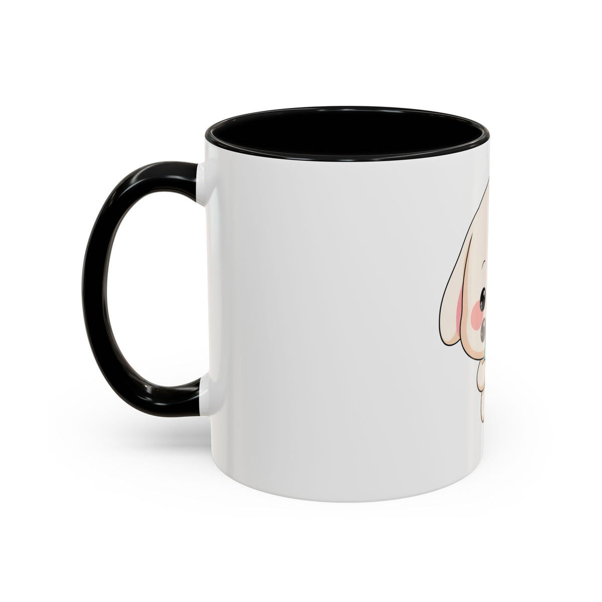 Kawaii Bunny Accent Coffee Mug, Cute Ice Cream Rabbit
