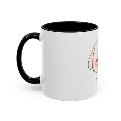Kawaii Bunny Accent Coffee Mug, Cute Ice Cream Rabbit